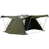 TOMOUNT パップテント TC ソロテント ポリコットン シェルター 一体式フレーム 自立式 インナー付き キャンプ 組立簡単 キャノピー 多機能 日よけ 通気性 遮光 TC-LODGE (オリーブ)