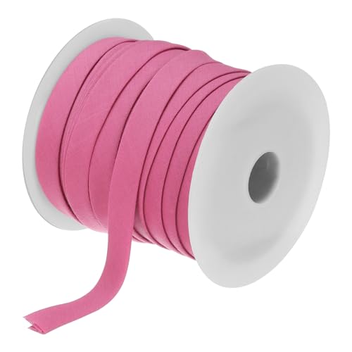 MECCANIXITY 1/2 Inch Double Fold Bias Tape Polyester Continuous Bulk Bias Tape for Sewing,Seaming Quilting Hemming Binding Crafts (Rose Red 25 Yards)