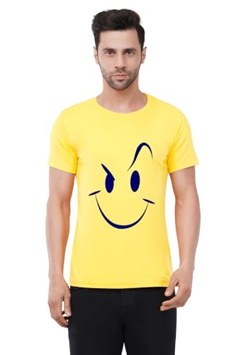 Image of Caseria Men's Cotton Printed T-Shirt -Smiley Stroke | 100% Cotton | Half Sleeves | Regular Fit | Printed | Round Neck | Graphic T Shirt