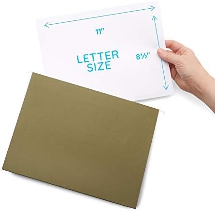 blue summit supplies hanging file folders extra capacity 1 inch, hanging file folders 1 inch expansion, designed for bulky files and charts, letter size, standard green, 25 pack 1''