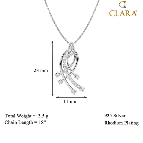 Image of Clara 925 Sterling Silver Iris Pendant Earring Chain Jewellery Set | Rhodium Plated, Swiss Zirconia | Gift for Women & Girls