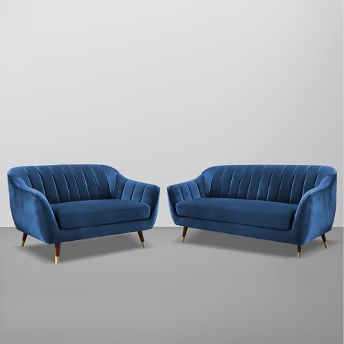 Image of Casaliving Anyse 3+2 Seater Sofa Set for Living Room (Blue Colour) Premium Fabric Sofa Set for Living Room