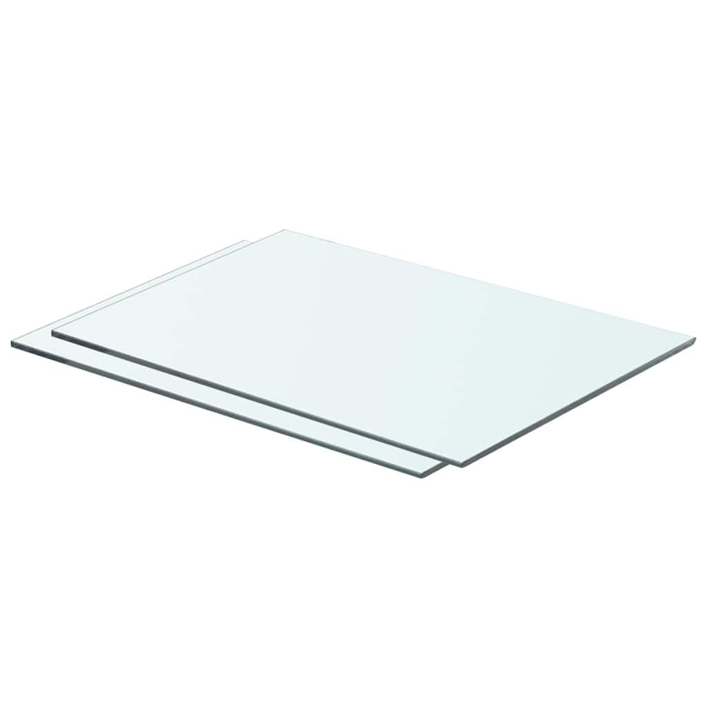 vidaXL 2x Shelves Panel Glass Clear Glass Sheet Plate for Display Case Storeroom Cabinet Slatwall Shop Easy to Wipe Clean Thick Glass 50x30cm — image 1
