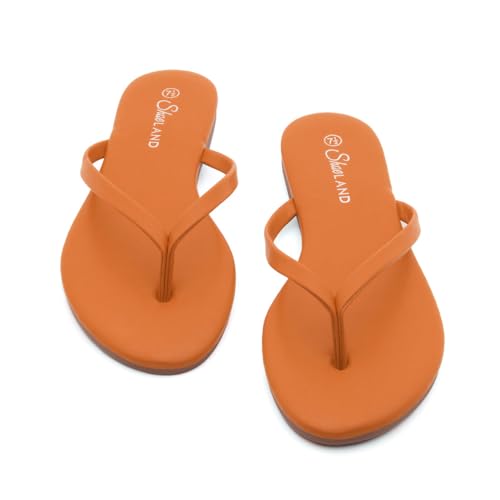 Image of Shoe Land Thong Flip Flops for Women, Memory Foam Flat Sandals, Lightweight Summer Slides, Non Slip Comfort Sandals for Beach, Travel and Everyday Wear