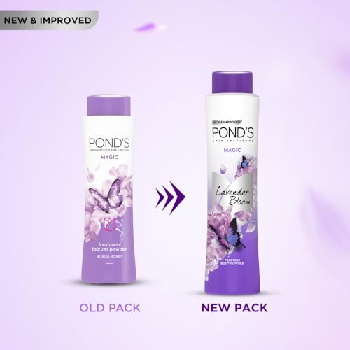 POND'S Magic Floral Perfumed Powder With Glow-boosting Vitamin B3 For Women| Crafted With Superfine Minerals For Smooth Texture| Refreshing Long-Lasting Fragrance of Lavendars| 300g