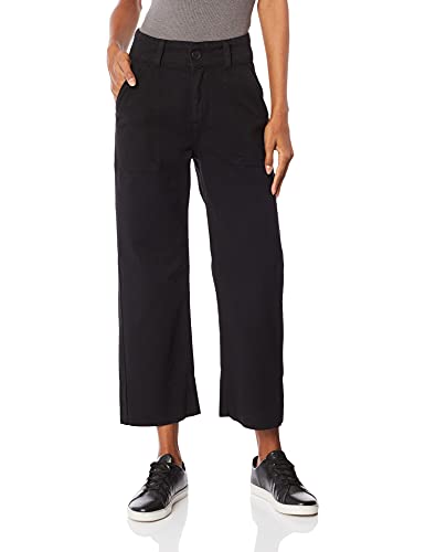 Calça Feminina Wide Leg Em Sarja De Algodão Hering, Preto, 40