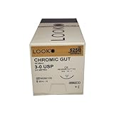 Look X525B, Chromic Gut Absorbable Sutures 3-0 18' with C6 3/8 Circle Reverse Cutting Needle 12/Pack, Sterile...
