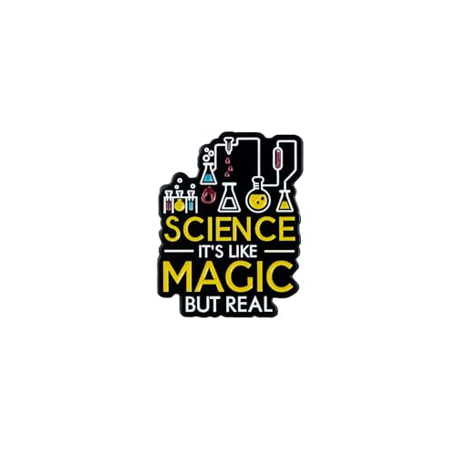 Science It’s Like Magic But Real Scientist Enamel Pin, STEM Science Lover Pin Brooch, Laboratory Gift For Scientist Physics Lab Tech, Science Geek Brooch Badge, Chemistry Quote Lapel Badges, Nerdy Chemistry Physics Jewelry Accessories