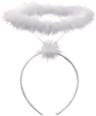 Funcredible White Angel Halo Headband - Feathered Halloween Costume Accessories For Women, Men And Kids