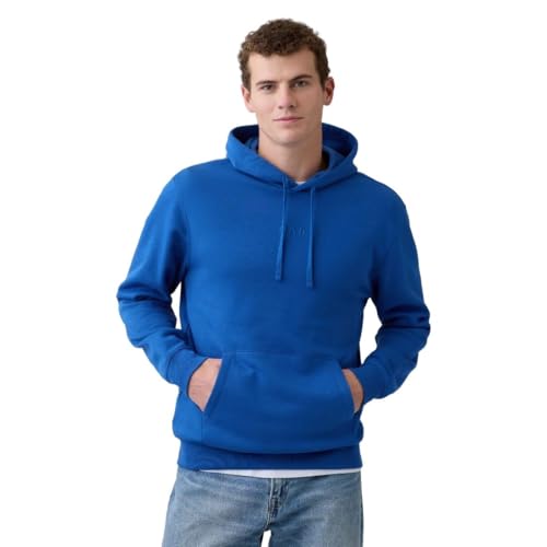 Image of Gap Men Printed Cotton Blend Relaxed Fit Full Sleeve Hoodie