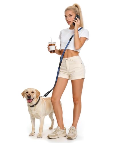 Laisse pour chien mains libres noire de 1,8m réfléchissante pour grands chiens - 2