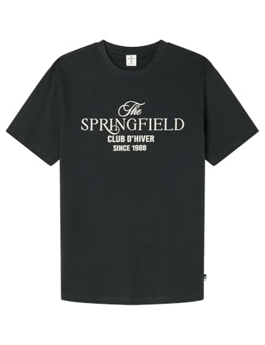 Springfield Camiseta para Hombre, Verde Botella, M