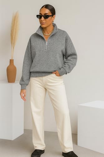Image of Mack Jonney Women's Fleece Half-Zip High Neck Sweatshirt | Warm & Stylish Winter Wear -M4746