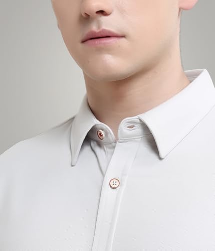 Image of TURMS Men's Solid Knitted Shirts, Odor Control, Stretchable & Breathable, Cotton Blend, Tailored Fit, Full Sleeve