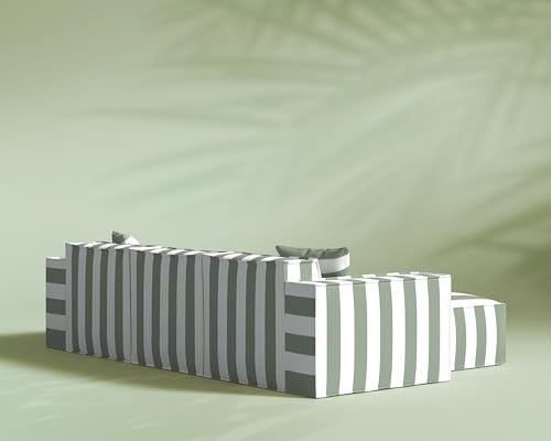 Image of ROVE LAB M1 Outdoor Sectional Sofa, Patio Furniture, Orbit Groove | Modular outdoor sectional with SolarWeave fabric, EcoDry fast-dry cushions, and tool-free assembly for outdoor living.