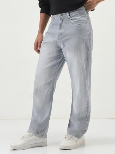 Image of Urbano Fashion Men's Loose Baggy Fit Washed Denim Jeans Non-Stretchable