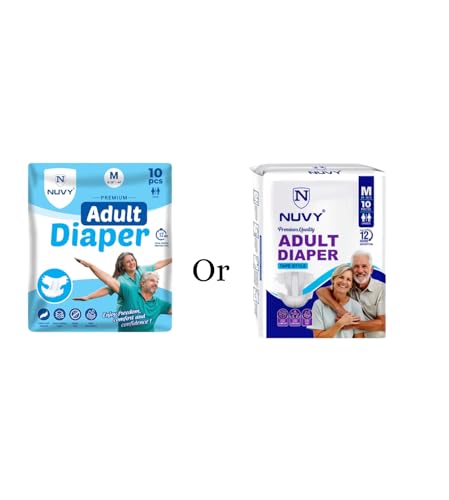 Image of Adult Diaper Tape M (Waist Size -26 inch to 42 inch) 10 Units, 12Hours Leak Proof Protection, Odour Free