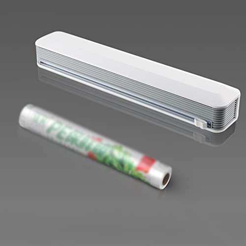 Dispensador de film transparente para organizar el empaquetado de alimentos en la cocina