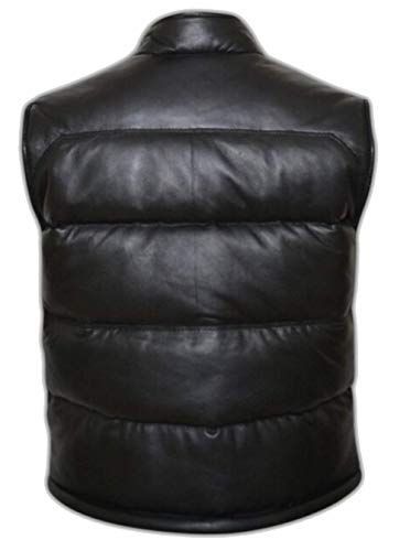 Men's Vintage Tyler Durden Fight Club Biker Rider Simpson Puffer Cafe Racer Lambskin Leather Vest2