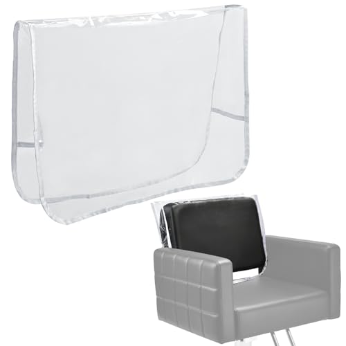 L'aimefois Salon Barber Chair Cover Protector - Prevents Damage,Clear Square,Easy Clean,Durable Vinyl Salon Chair Covers Fits Most Barber Chairs,White