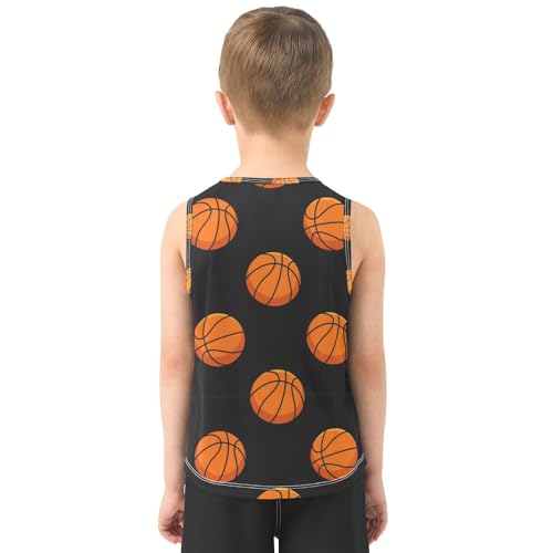 J JOYSAY Cartoon Basketball Black Boys Tank Top Sleeveless Muscle Shirts Quick Dry Active Sport Workout Kids T-Shirts 3-15T3