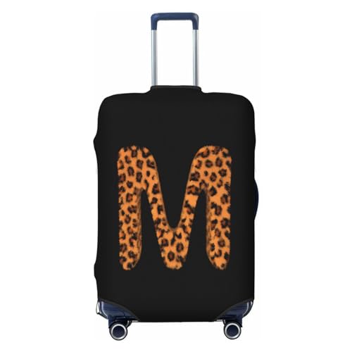 Spandex Travel Luggage Cover Suitcase Protector Bag,Leopard Print Letter M Double-Sided Printed Fits 18-32 Inch Luggage, Suitcase Sleeve For Kid And Adult,X-Large