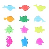 [STOBOK] 36個 海洋動物形状ワイングラス識別シリコン製カップラベル 飲み物マーカー 混色 食品グレード 清潔簡単 パーティー用