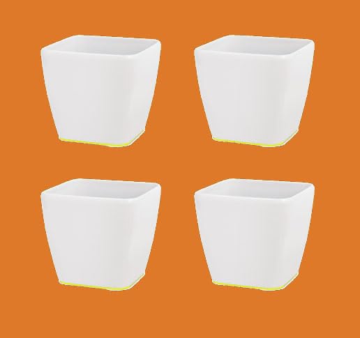 KUMUDAM 4" Plastic Flower Pot (Pack of 4) (White)| Durable Shiny Indoor Pots for Gardening (B0CKPRCWJ7) Amazon Price History, Amazon Price Tracker