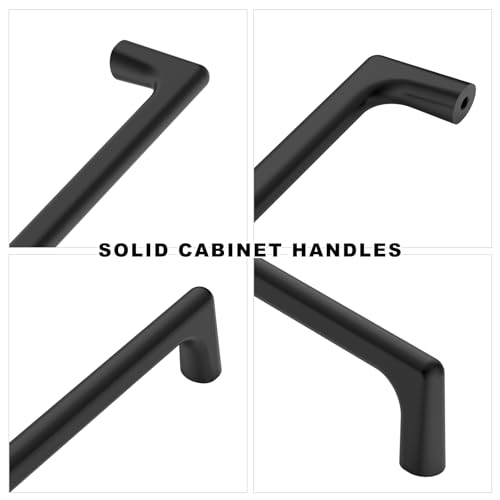 Image of 9BUILD Matte Black Cabinet Pulls - 10 Pack, 6.25 Inch, Black Kitchen Pulls & Drawer Handles