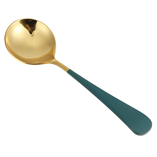 Cucchiaio da tavola, Elegante per Adulti e Bambini Cucina, Cucchiaio da Cucina(Manico verde)