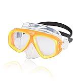 Speedo Unisex-Adult Swim Snorkel Dive Mask Anti-Fog with Nose Cover Adventure Series, M Oriole/Clear, One Size