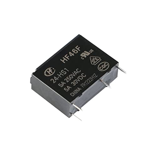 Relés de potencia HF46F de 5A y 4 pines en pack de 5 unidades para circuitos de corriente continua 3