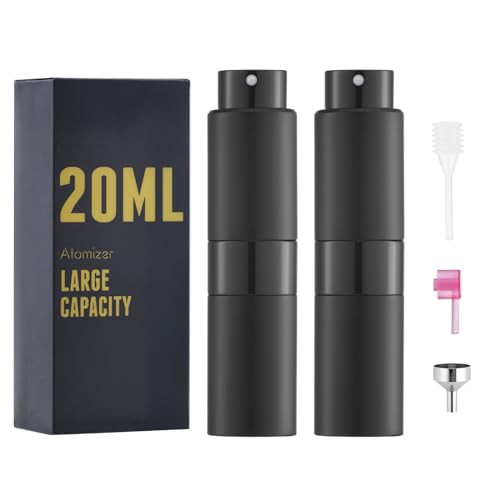 owlyee 20ML Perfume Atomizer, Empty Cologne Spray Bottle, Mini Sprayer Dispenser for Travel (Black, 2PCS)