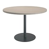 Fabrication française. Générique Table de réunion Ronde chêne Gris Ø 120 cm - Arch (Anthracite)