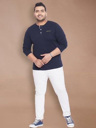 Image of Bigbanana Plus Size Men's Regular Fit Solid Henley Tshirt