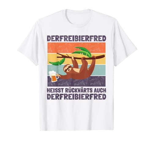Der Freibier Fred | Freibierfred | Beer Drinker Sloth Beer T-Shirt