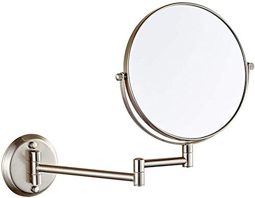 Miroir de salle de bain à grossissement double face miroir mural 6 pouces couleur nickel