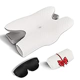 Contour Memory Foam Pillow , Ergonomic Adjustable Cervical Orthopedic Neck Pillows for Stomach Sleeper , Back and Side Sleepers Contoured Support Sleepeing for Shoulder Pain Relief (2 Pillowcases )