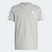 adidas Men's Essentials Single Jersey 3-Stripes T-Shirt, Medium Grey Heather/White, Small