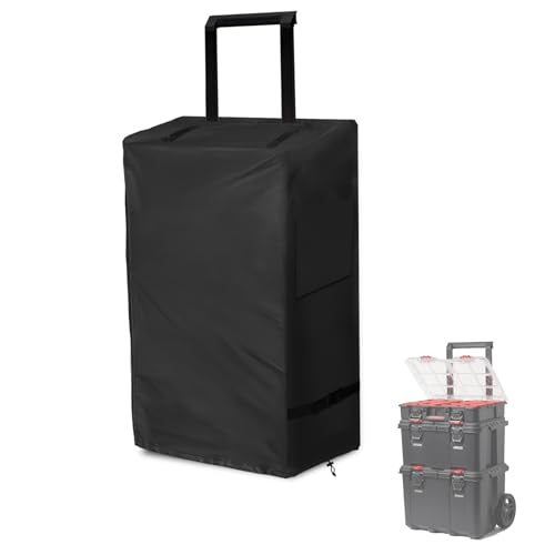 Exokugo Rolling Tool Box Cover for Stackable Tool Box System with Wheels, Black