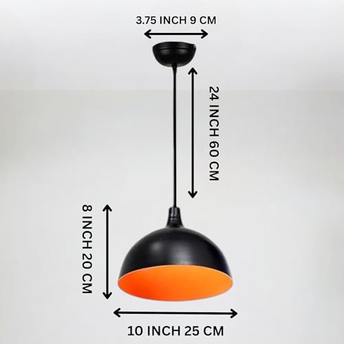 Image of GreyWings Modern Black & Gold Dome Hanging Pendant Light for Ceiling, Metal, Antique Decor, E-27 Holder, (Bulb not Included) Big Pack of 1