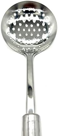 TIJAR® Skimmer Slotted Spoon, Stainless Steel Kitchen Cooking Spoon, Oil Drainer for Frying Ergonomic Handle, Comfortable Grip Design Strainer Ladle for Kitchen, 38 cm (Stainless Steel)