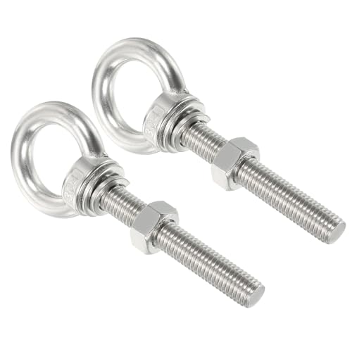 QUARKZMAN M12x80 1/2\"x3.15\" Edelstahl Augenschrauben Gewindeschraube Ringschraube Schulterring mit Muttern Unterlegscheiben für Hebebühnen 2 Set QUARKZMAN M12x80 1/2\"x3.15\" Edelstahl Augenschrauben Gewindeschraube Ringschraube Schulterring mit Muttern Unterlegscheiben für Hebebühnen 2 Set