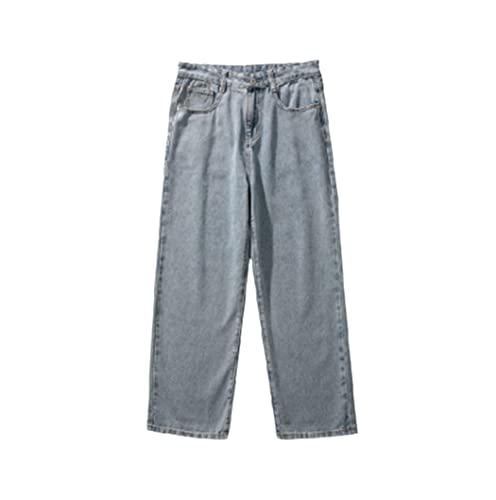 Jean large droit pour homme WEGUKRI bleu coupe decontractee style coreen