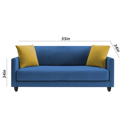 Image of Casaliving Dominic 2 Seater Sofa Set for Living Room (Blue Fabric) Premium Fabric Sofa