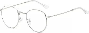 Blue Light Blocking Glasses Gaming Computer Phone Screen Eyeglasses Women Men Lightweight Slim Round Retro Metal Frame