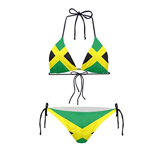JEOCODY Women's High Waist Halter Bikini Set Two Piece Swimsuits String Triangle Bikini Sets
