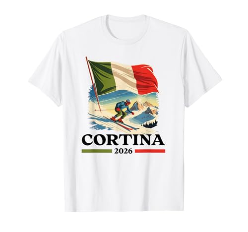 Cortina Vintage Ski Italy Alps Winter Sports Design T-Shirt