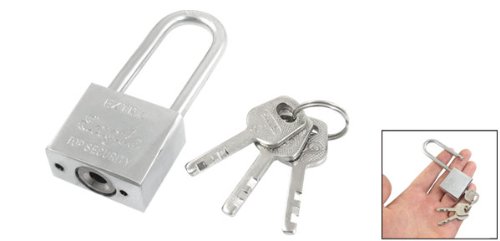 Sourcingmap Cabinet Locking 30mm Wide Silver Tone Metal Long Padlock 2.8" Height w 3 Keys - Image 2