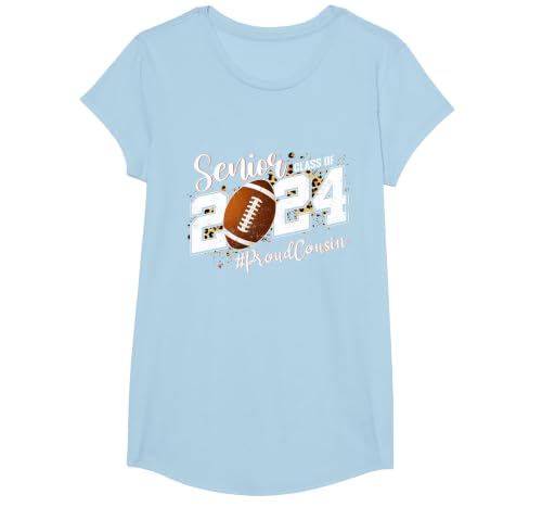 Proud Cousin of A 2024 Senior Football Graduate Class 2024 T-Shirt, Girls, Baby Blue, Large